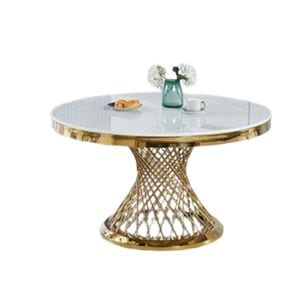 Masa living White Top Gold KJT115, 130 x 75 cm, alb-auriu