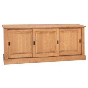 Bufet cu 3 usi glisante, BAS, culoare exterior maro deschis P002, culoare interior alb P004, dublu color, 100% lemn masiv, 188x48x78 cm