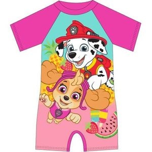 Costum de baie Eplusm, Paw Patrol Girl, Cu protectie UV, Cu maneci scurte si fermoar, Marime 98/104, Roz