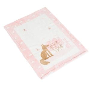 Paturica pentru bebelusi cu doua fete Cangaroo Little Friends, 80x110 cm, cutie cadou, 0+ luni, Roz
