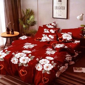Lenjerie pentru 1 persoana, Dormy, Cherry, Visiniu, Finet, 4 piese