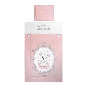 Set lenjerie pat 3 piese Lorelli, bumbac ranforce, Cosy, Little Bear Pink