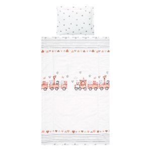 Set lenjerie pat 3 piese Lorelli, bumbac ranforce, Cosy, Train Grey