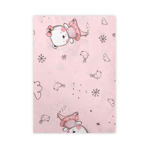 Cearceaf bumbac ranforce Lorelli, 100 x 150 cm, Pink Ballerina Bear