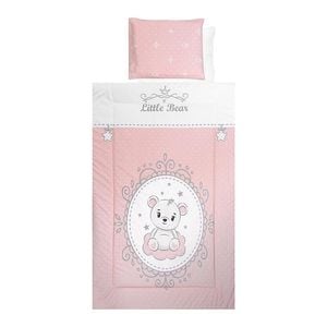 Set lenjerie pat 4 piese Lorelli, bumbac ranforce, Little Bear Pink