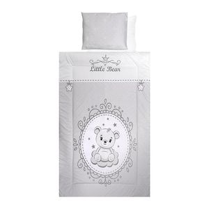 Set lenjerie pat 4 piese Lorelli, bumbac ranforce, Little Bear Grey