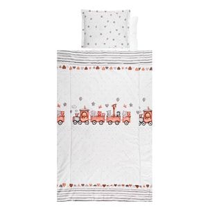 Set lenjerie pat 4 piese Lorelli, bumbac ranforce, Train Grey