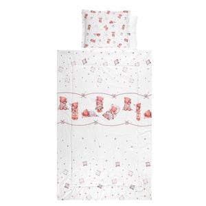 Set lenjerie pat 4 piese Lorelli, bumbac ranforce, Bears & Pillows Beige