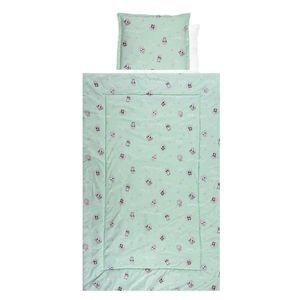 Set lenjerie pat 4 piese Lorelli, bumbac ranforce, Friends Green