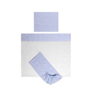 Set lenjerie pat 60 x 120 cm Lorelli, Tiny Dream, 3 piese, bumbac ranforce, Train Blue