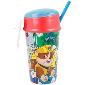 Cana cu pai SunCity, capac si compartiment alimente Paw Patrol , Fara BPA, 400 ml