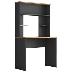 Birou cu biblioteca Pako World, model 58925, 90x155.6x45 cm, Antracit/Nuc