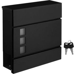 Cutie postala de exterior Songmics, pentru gard sau perete, din otel zincat, cu incuietoare, 37x11x37cm, negru