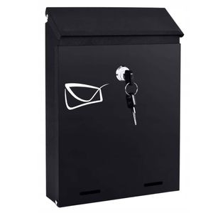 Cutie postala de exterior Sersimo, pentru gard sau perete, din otel zincat, cu incuietoare, 26x6x19cm, gri inchis