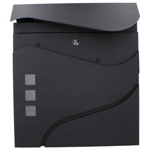 Cutie postala de exterior Sersimo, pentru gard sau perete, din otel zincat, cu incuietoare, 37x11x37cm, gri inchis
