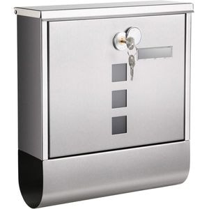 Cutie postala de exterior Songmics, pentru gard sau perete, din otel, 31x10x33cm, argintiu