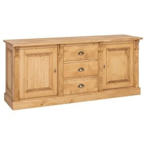 Bufet cu 2 usi, 3 sertare, BAS, Colectia Directoire, culoare exterior maro deschis P093, culoare  interior gri P024, dublu color, 100% lemn masiv, 78x51x179 cm