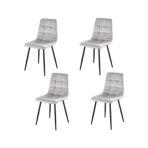 Set 4 scaune dining/bucatarie KJC37, tapiterie catifea, picioare metal, Bej