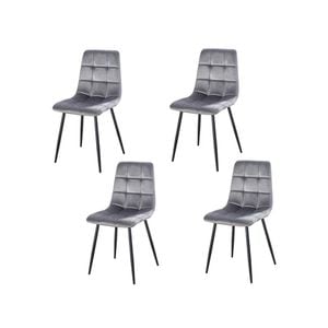 Set 4 scaune dining/bucatarie KJC37, tapiterie catifea, picioare metal, Gri