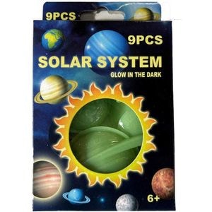 Set stickere Sistem Solar,  9 piese, Fosforescent