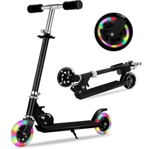 Trotineta Elindor pliabila cu ghidon ajustabil, roti LED, negru