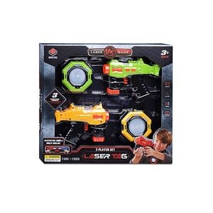 Set 2 arme de jucarie PROCART Laser Tag, efecte luminoase si sunete, baterii, 3 ani+
