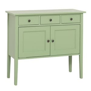 Consola cu 2 usi, 3 sertare, culoare verde P054, vopsit, 100% lemn masiv, 100x41x90 cm
