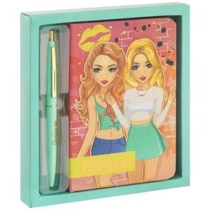 Caiet Numlit, Besties, Cu pix, 90 de file liniate, 15 x 10.5 cm, Turcoaz