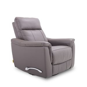 Fotoliu cu recliner Eden, piele, 90 x 100 x 105 cm, gri