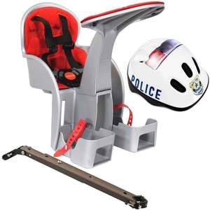 Scaun bicicleta copii WeeRide, SafeFront Clasic, Pozitie montare Centru, 15 Kg, Cu casca protectie XS (44-48), Model Police