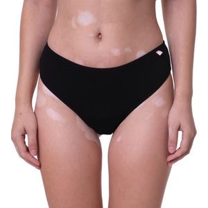 Chiloti menstruali reutilizabili FEMIEKO, model brazilian AVA, din bambus, bumbac organic si canepa, absorbtie moderata, fabricat in Romania, negru, M