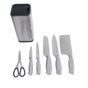 Set 5 cutite pentru bucatarie si foarfeca+suport Grunberg, Dimensiuni 20.50, 24, 29.50, 29.50 si 31 cm, LSZ8