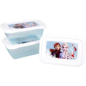 Set 3 recipiente hrana SunCity, Frozen, Cu capac, Fara BPA, Capacitate 540 ml