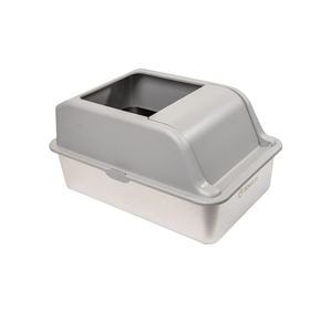 Litiera inox SHAW XL pentru pisici, cu prag multifunctional si lopatica incluse, usor de curatat, rezistenta