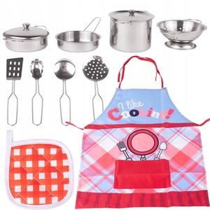 Set accesorii bucatarie PROCART pentru copii, sort, vase si ustensile de gatit, 12 elemente