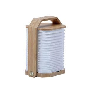 Lampa acordeon LED, USB, reincarcabila, protectie ochi, lemn, 17.5 cm, crem