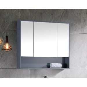 Dulap TRENDYS, cu oglinda de baie moderna, spatiu depozitare, 95 x 140 x 80 cm, gri