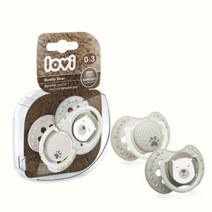 Suzeta Lovi Dynamic, Buddy Bear, Silicon, 0-3 luni, 2 buc, Gri