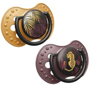 Suzeta Lovi Dynamic, Jungle Vibes, Silicon, 0-3 luni, 2 buc, Multicolor