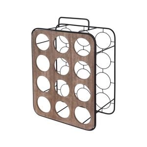 Suport 12 sticle vin Charlly, lemn si metal, 37.5 x 18 x 55 cm