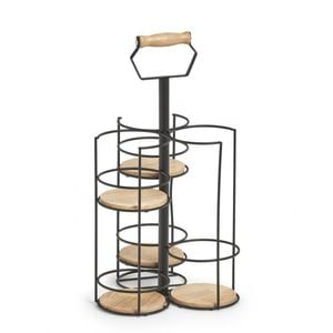 Set sevire bauturi Zeller, loc pentru sticla, din metal si lemn