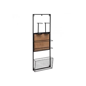 Suport 4 sticle vin Bachus, otel, lemn, 30x10x90 cm