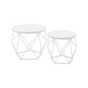 Set 2 mese de cafea Vasagle, M-0162, Alb, 48x48x39 cm