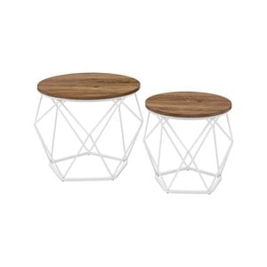Set 2 mese de cafea Vasagle, M-0161, Alb, 48x48x39 cm