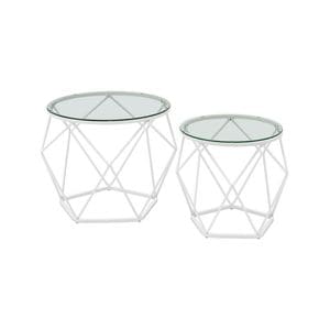 Set 2 mese de cafea Vasagle, M-0163, Alb, 48x48x39 cm