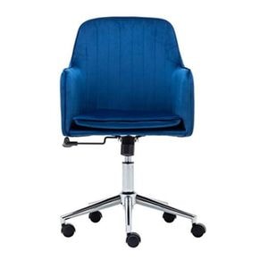 Scaun birou Teox, catifea, inaltime reglabila, 59 x 62 x (86-96) cm, albastru