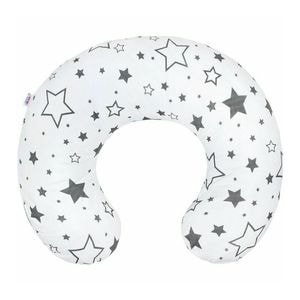 Perna pentru alaptare New Baby, Stelute, Cu husa detasabila, Din bumbac, 125x16 cm, Gri