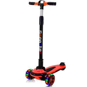 Trotineta Copii Pliabila cu 3 Roti LED, 5 - 14 Ani, Reglabila pe Inaltime 80-120 cm, Manevrare Usoara si Sigura, 3 Roti, Rosie