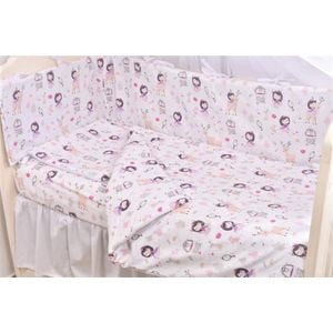 Set lenjerie Confort Family, Fetite, 7 piese, Bumbac, Cu aparatori, Dimensiuni patut 120x60 cm