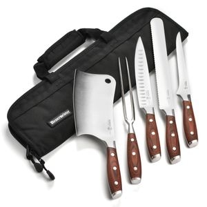 Set gratar 6 piese Messermeister, geanta si 5 cutite de bucatarie, linia Avanta